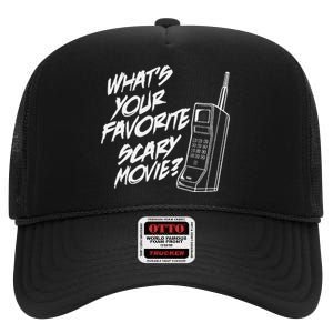 Whats Your Favorite Scary Movie Halloween Horror Movie High Crown Mesh Back Trucker Hat