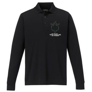 Witch Your Fears Are My Power Magical Wicked Vampy Fun Performance Long Sleeve Polo