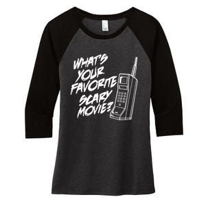 What's Your Favorite Scary Movie? Halloween Horror Movie Women's Tri-Blend 3/4-Sleeve Raglan Shirt