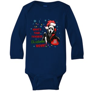 What's Your Favorite Horror Movie Christmas Xmas Holiday Ghostface Baby Long Sleeve Bodysuit