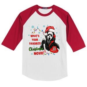 What's Your Favorite Horror Movie Christmas Xmas Holiday Ghostface Kids Colorblock Raglan Jersey