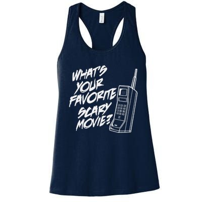 What's Your Favorite Scary Movie? Halloween Horror Movie Women's Racerback Tank