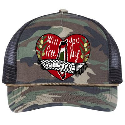 Will You Free My Palestine Retro Rope Trucker Hat Cap