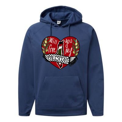 Will You Free My Palestine Performance Fleece Hoodie