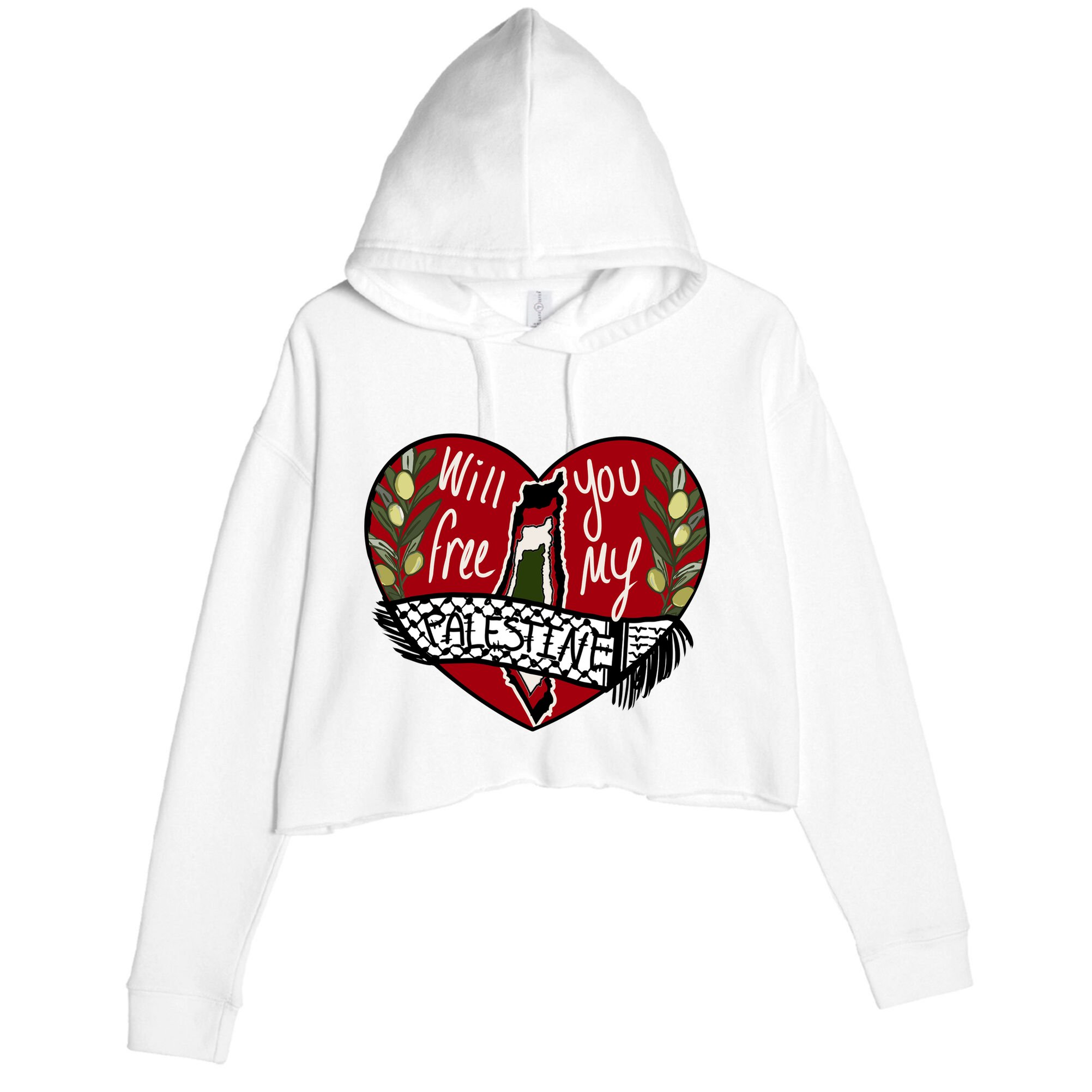 Will You Free My Palestine Crop Fleece Hoodie