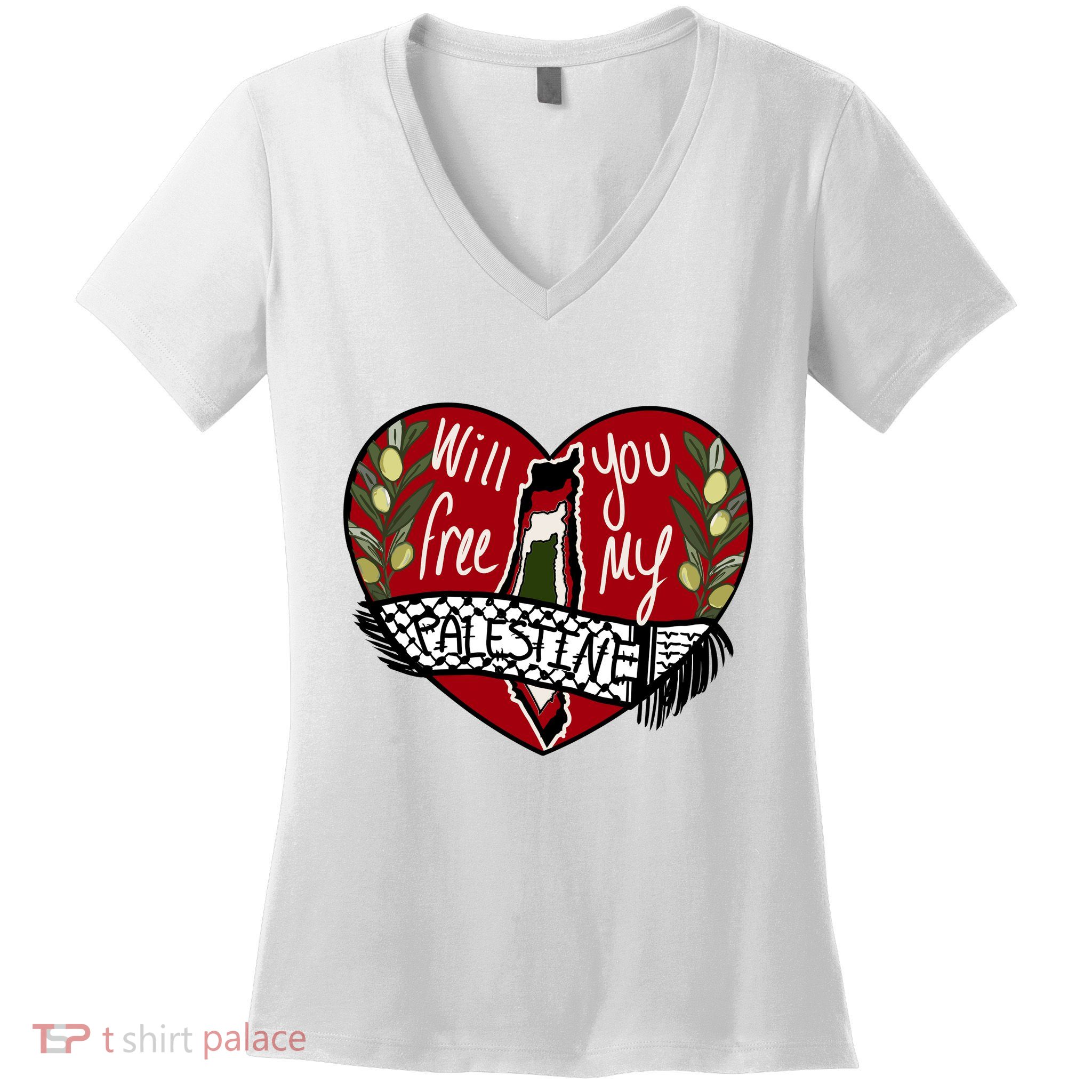 Will You Free My Palestine Women's V-Neck T-Shirt