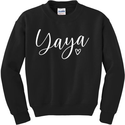 Womens Yaya For Grandma Design With Heart That Says Yaya Kids Sweatshirt