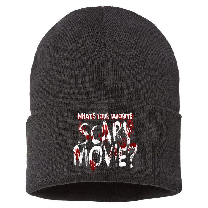 Whats Your Favorite Scary Movie Horror Film Sustainable Knit Beanie