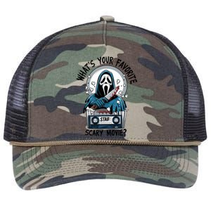 WhatS Your Favorite Scary Movie Horror Character Ghost Halloween Retro Rope Trucker Hat Cap