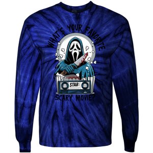 WhatS Your Favorite Scary Movie Horror Character Ghost Halloween Tie-Dye Long Sleeve Shirt