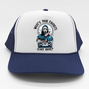 WhatS Your Favorite Scary Movie Horror Character Ghost Halloween Trucker Hat