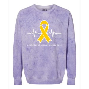 Wear Yellow Gold For Childhood Cancer Awareness Heart Beat Colorblast Crewneck Sweatshirt