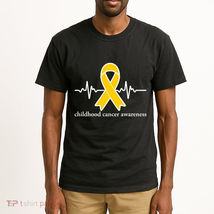 Wear Yellow Gold For Childhood Cancer Awareness Heart Beat Tall T-Shirt