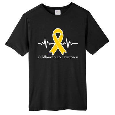 Wear Yellow Gold For Childhood Cancer Awareness Heart Beat Tall Fusion ChromaSoft Performance T-Shirt