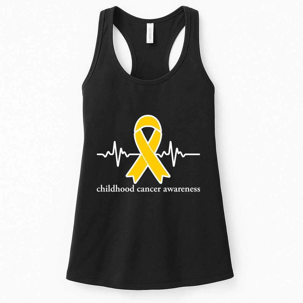 Wear Yellow Gold For Childhood Cancer Awareness Heart Beat Womens Tank Top