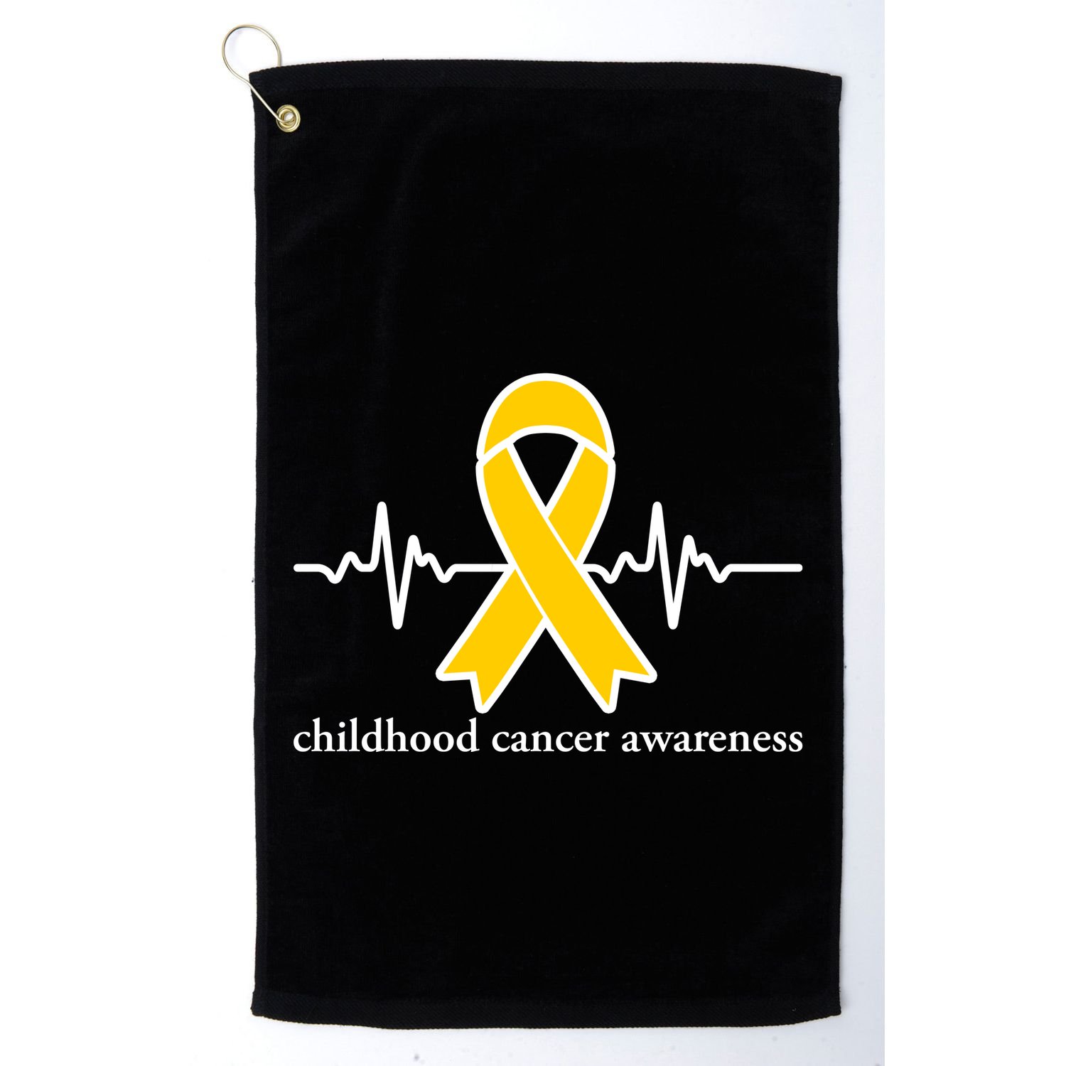 Wear Yellow Gold For Childhood Cancer Awareness Heart Beat Golf Towel