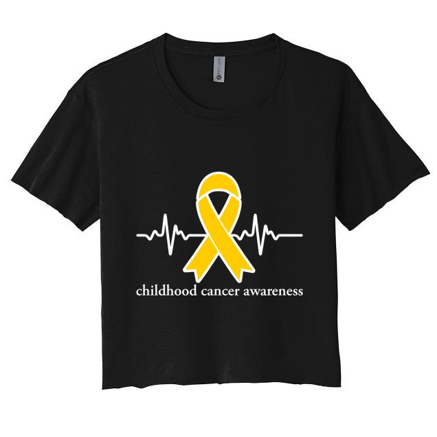 Wear Yellow Gold For Childhood Cancer Awareness Heart Beat Crop Top