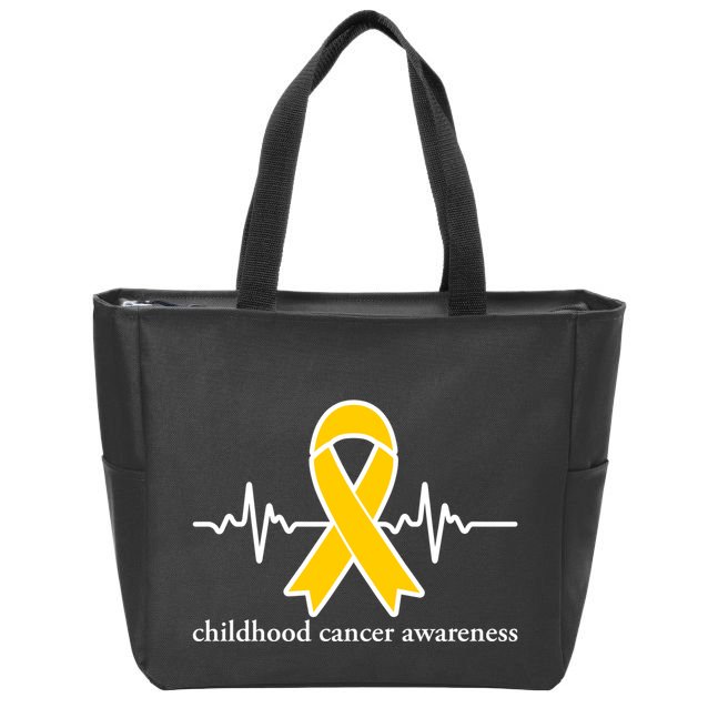 Wear Yellow Gold For Childhood Cancer Awareness Heart Beat Zip Tote Bag