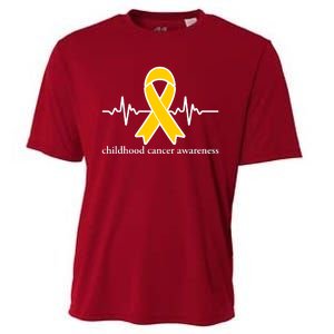 Wear Yellow Gold For Childhood Cancer Awareness Heart Beat Cooling Performance Crew T-Shirt