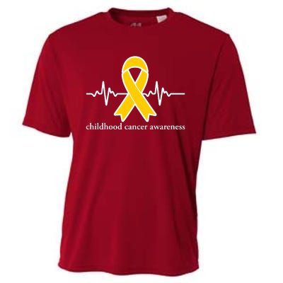 Wear Yellow Gold For Childhood Cancer Awareness Heart Beat Cooling Performance Crew T-Shirt