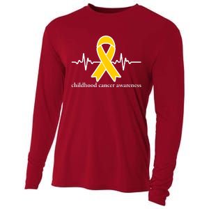 Wear Yellow Gold For Childhood Cancer Awareness Heart Beat Cooling Performance Long Sleeve Crew