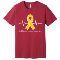 Wear Yellow Gold For Childhood Cancer Awareness Heart Beat Premium T-Shirt