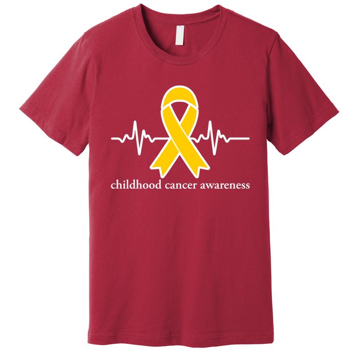 Wear Yellow Gold For Childhood Cancer Awareness Heart Beat Premium T-Shirt