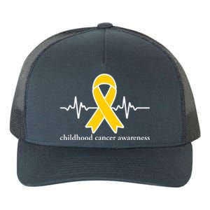 Wear Yellow Gold For Childhood Cancer Awareness Heart Beat Yupoong Adult 5-Panel Trucker Hat