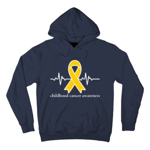 Wear Yellow Gold For Childhood Cancer Awareness Heart Beat Hoodie