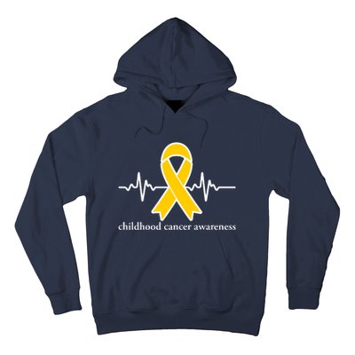 Wear Yellow Gold For Childhood Cancer Awareness Heart Beat Hoodie