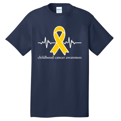 Wear Yellow Gold For Childhood Cancer Awareness Heart Beat Tall T-Shirt