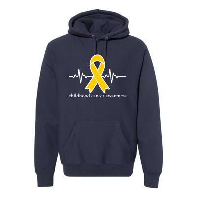 Wear Yellow Gold For Childhood Cancer Awareness Heart Beat Premium Hoodie