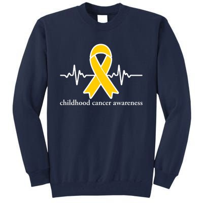 Wear Yellow Gold For Childhood Cancer Awareness Heart Beat Tall Sweatshirt