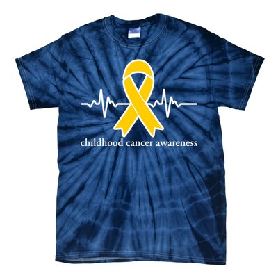 Wear Yellow Gold For Childhood Cancer Awareness Heart Beat Tie-Dye T-Shirt