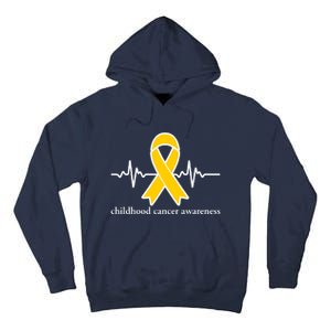 Wear Yellow Gold For Childhood Cancer Awareness Heart Beat Tall Hoodie