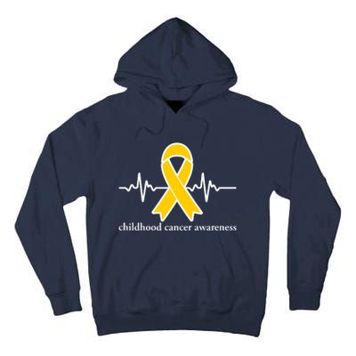 Wear Yellow Gold For Childhood Cancer Awareness Heart Beat Tall Hoodie