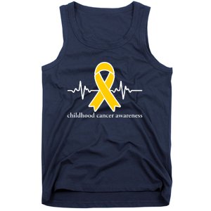 Wear Yellow Gold For Childhood Cancer Awareness Heart Beat Tank Top