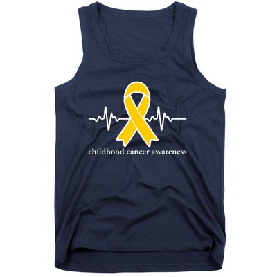 Wear Yellow Gold For Childhood Cancer Awareness Heart Beat Tank Top