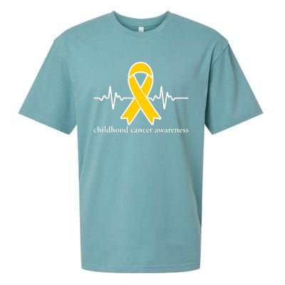 Wear Yellow Gold For Childhood Cancer Awareness Heart Beat Sueded Cloud Jersey T-Shirt