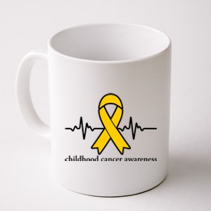 Wear Yellow Gold For Childhood Cancer Awareness Heart Beat Coffee Mug