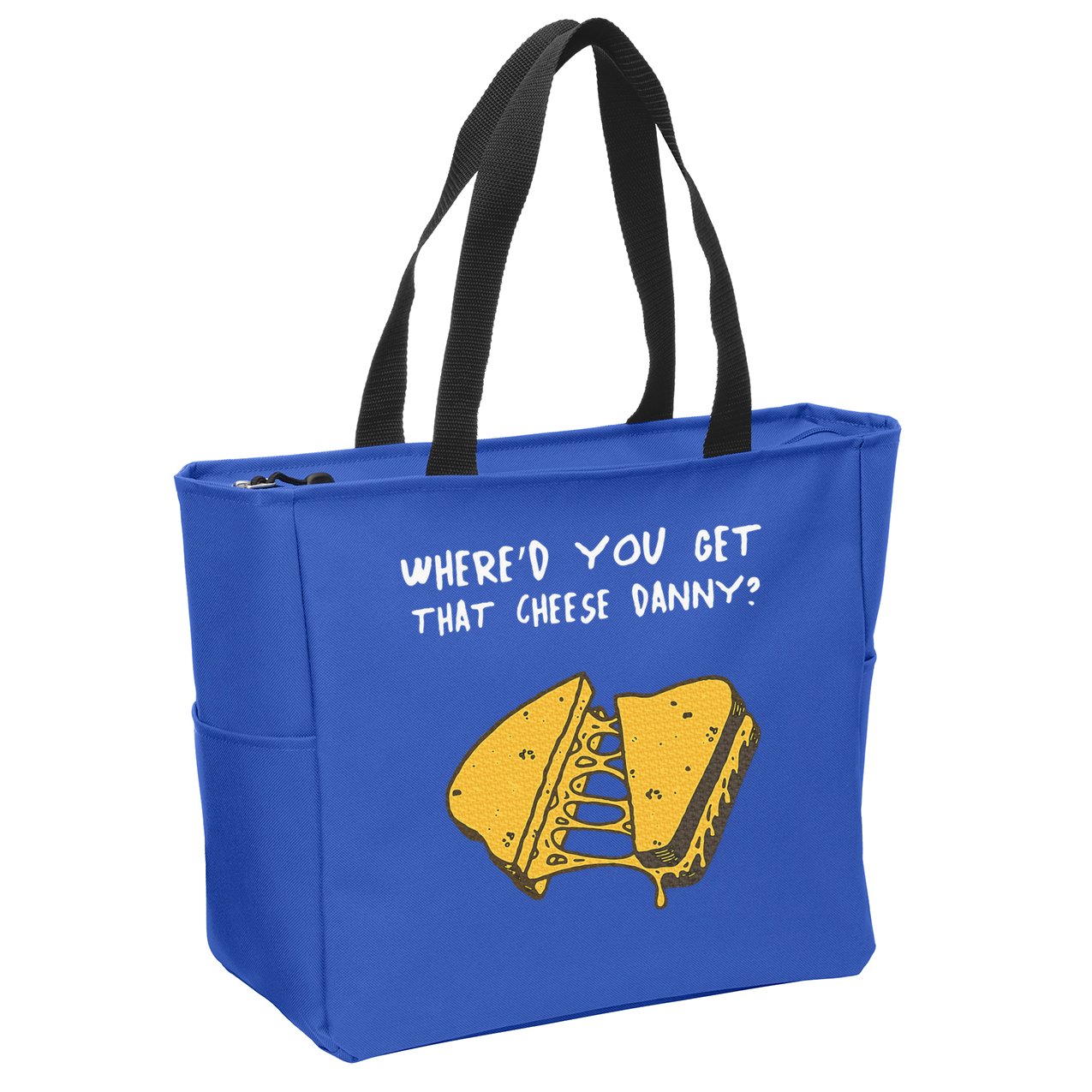 WhereD Ya Get That Cheese Danny Shane Gillis Grilled Cheese Zip Tote Bag