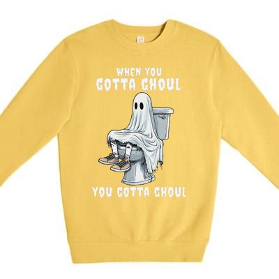 When You Gotta Ghoul Pooping Bathroom Funny Halloween Premium Crewneck Sweatshirt