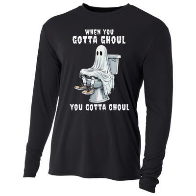 When You Gotta Ghoul Pooping Bathroom Funny Halloween Cooling Performance Long Sleeve Crew