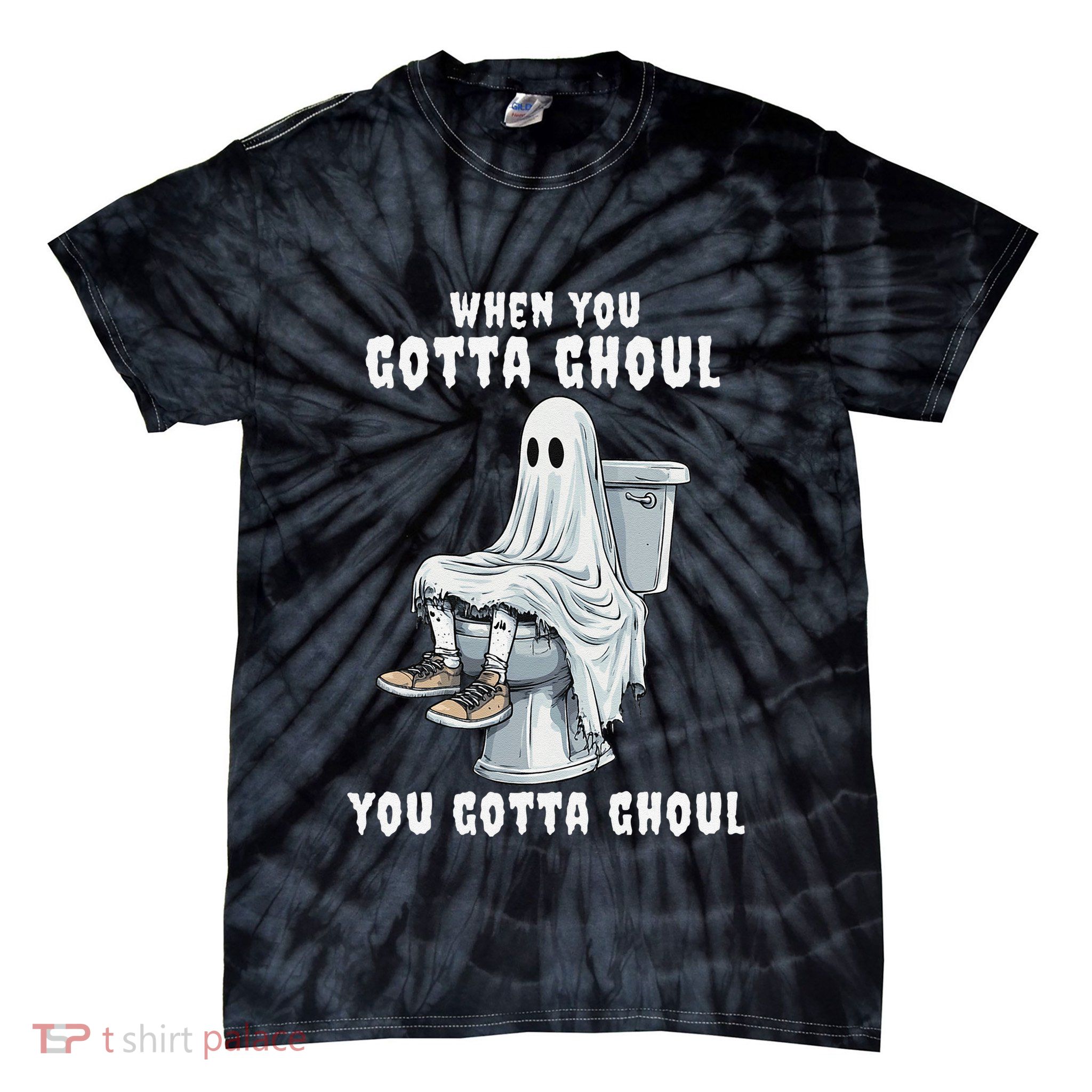 When You Gotta Ghoul Pooping Bathroom Funny Halloween Tie-Dye T-Shirt