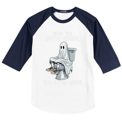 When You Gotta Ghoul Pooping Bathroom Funny Halloween Baseball Sleeve Shirt