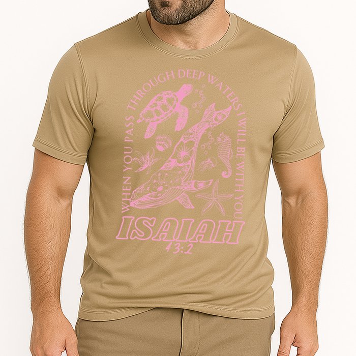 When You Go Through Deep Waters I Will Be With You God Cooling Performance Crew T-Shirt