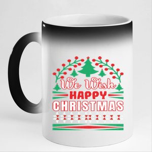 Wish You Happy Merry Jolly Christmas Matching Family Gnomes Cute Gift 11oz Black Color Changing Mug