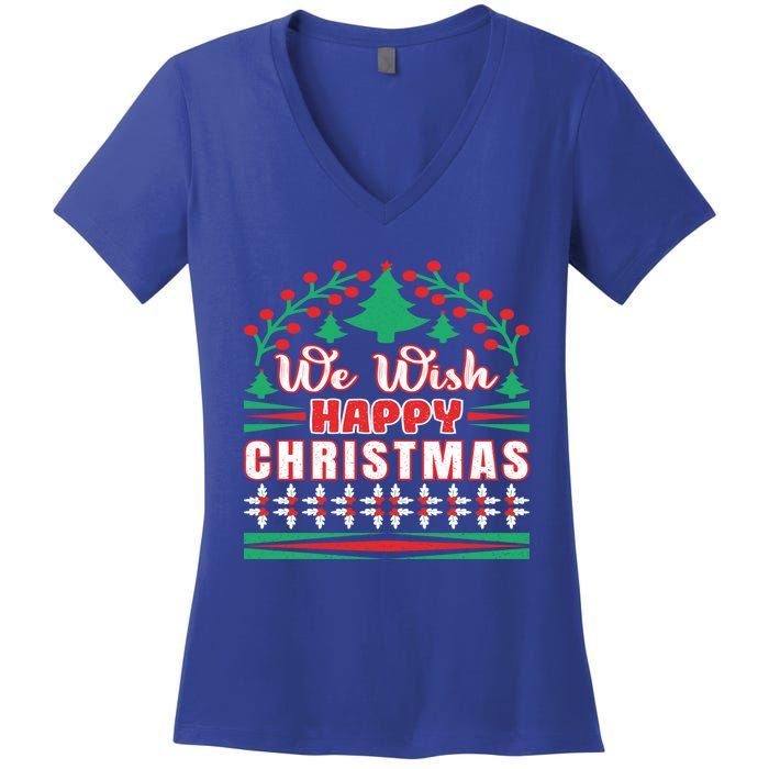 Wish You Happy Merry Jolly Christmas Matching Family Gnomes Cute Gift Women's V-Neck T-Shirt