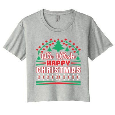 Wish You Happy Merry Jolly Christmas Matching Family Gnomes Cute Gift Women's Crop Top Tee