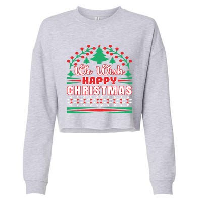 Wish You Happy Merry Jolly Christmas Matching Family Gnomes Cute Gift Cropped Pullover Crew